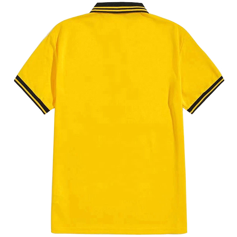 Yellow Contrast Colar Striped Polo Shirt